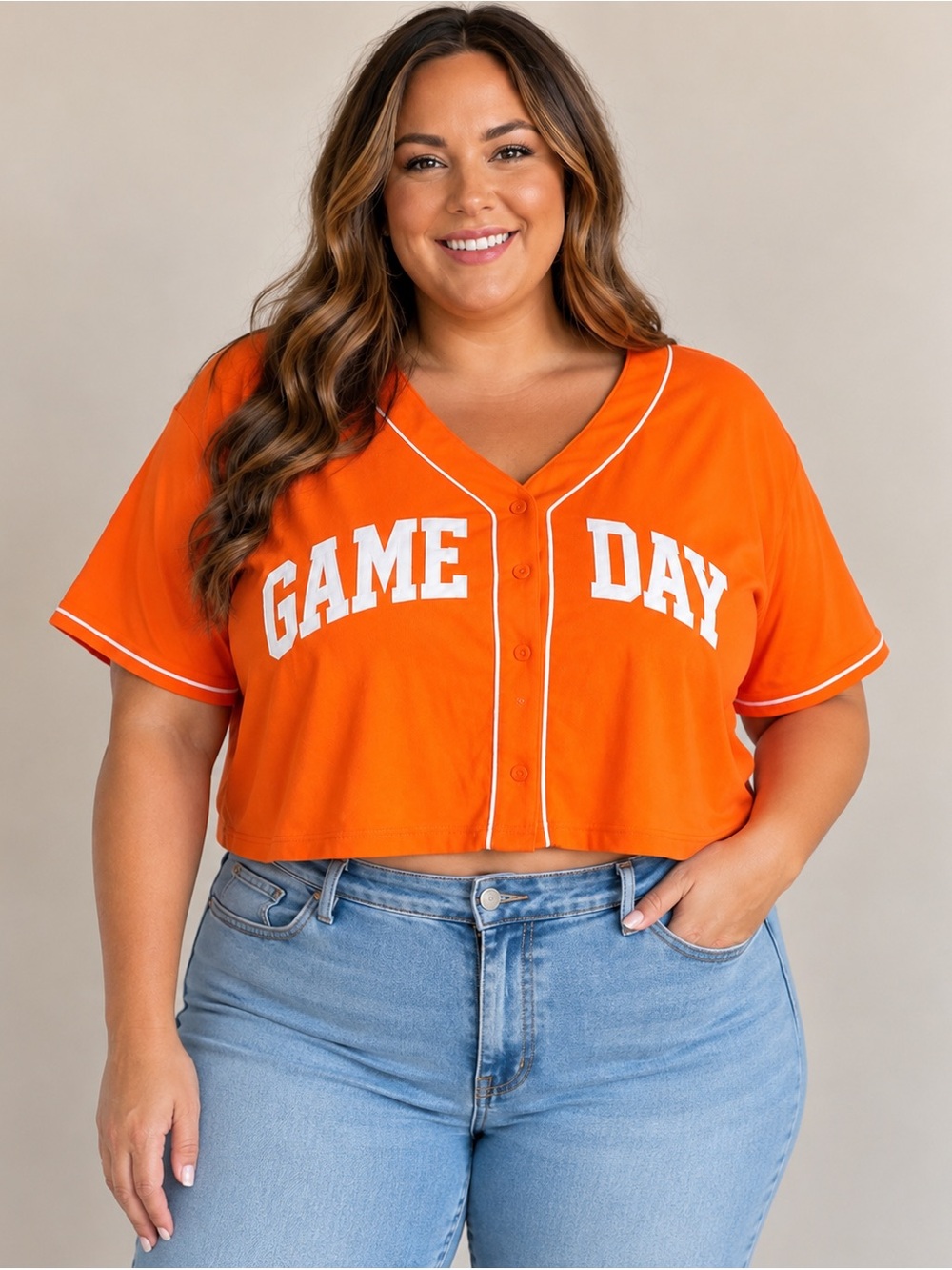 Wild Fable XXL Game Day Jersey Orange Cropped Button Front Varsity Top NWT